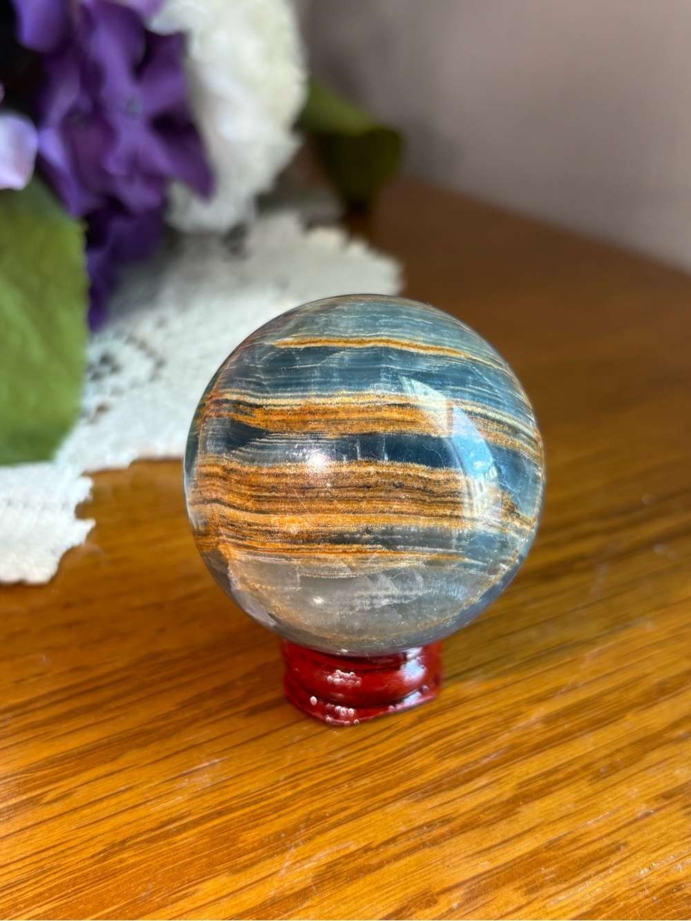 Blue Banded Onyx Crystal Sphere